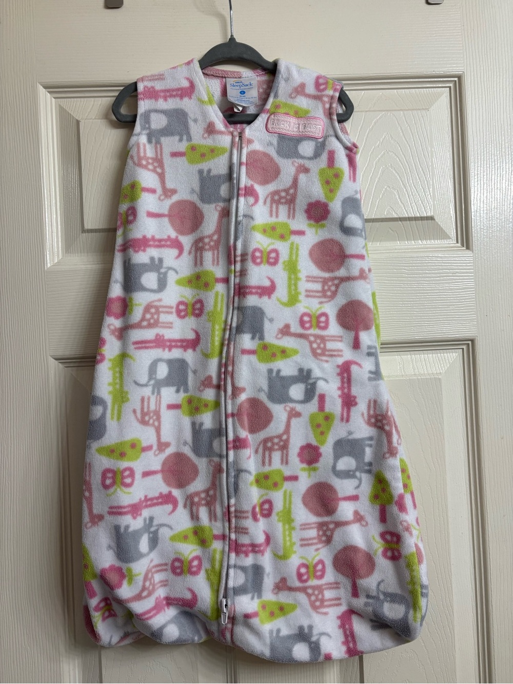 Halo Fleece Sleep Sack - Pink, Gray & Lime Animal Print